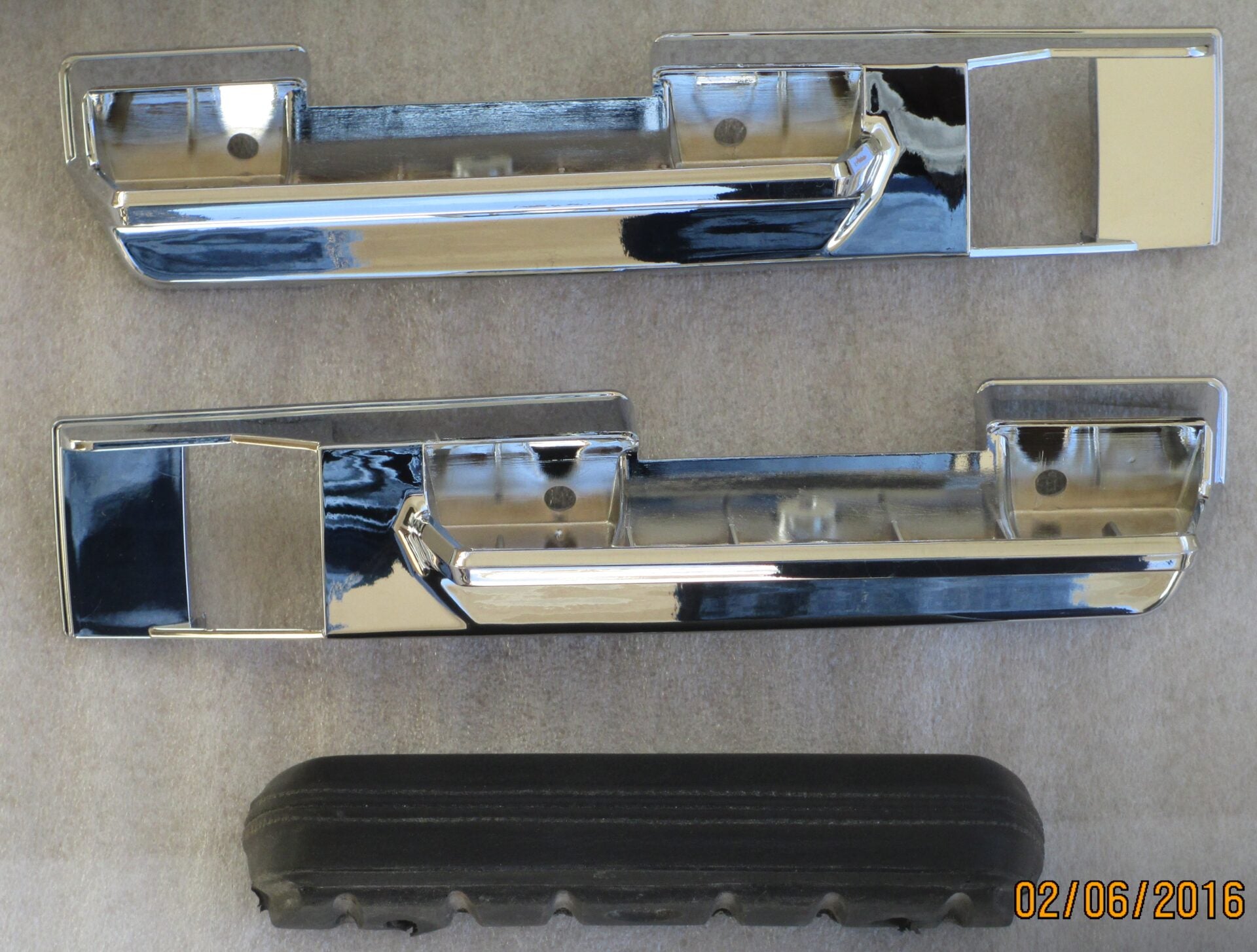 1967 A Body Front Armrest Pad Chromed Bases in pair image 0