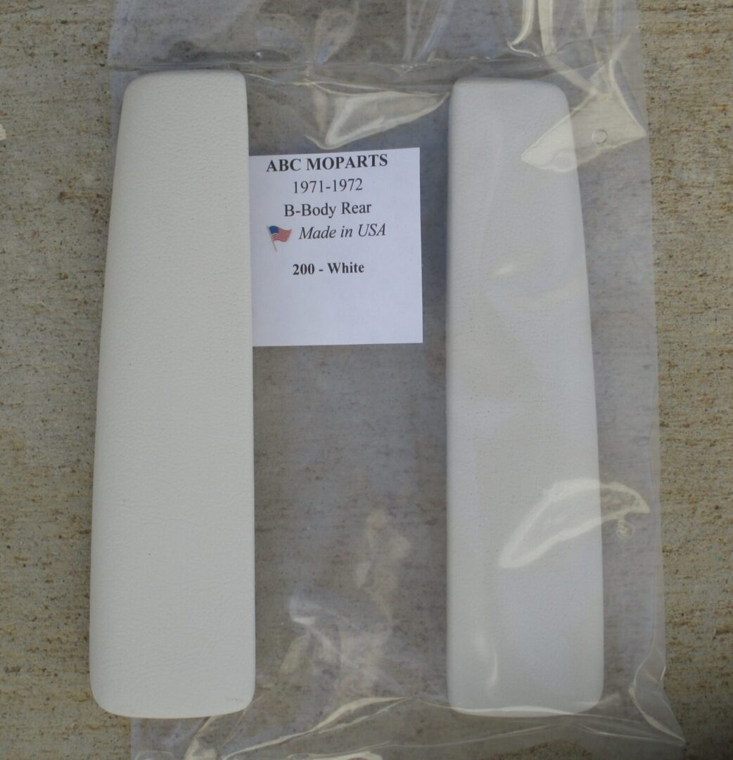 1971-72 B Body Dodge Charge Plymouth RR/GTX Rear Armrest Pad In Pairs-White image 0