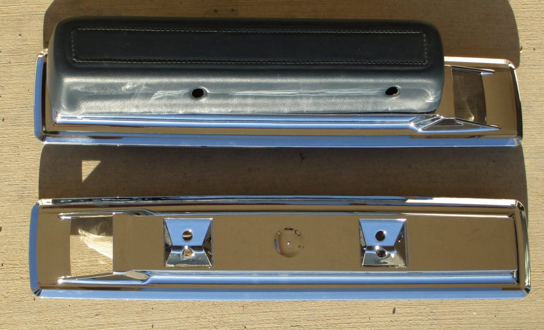1966-71 B/C Body 13" Front Armrest Pad Chromed Bases in pairs image 0