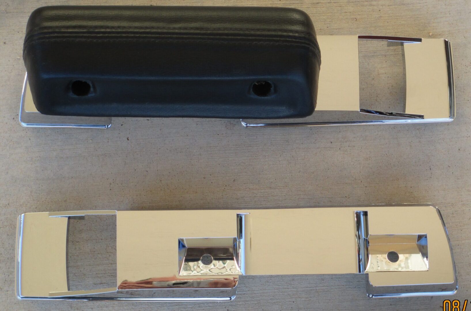 1968-72 A Body Front Armrest Pad Chromed Bases In Pairs Only image 0