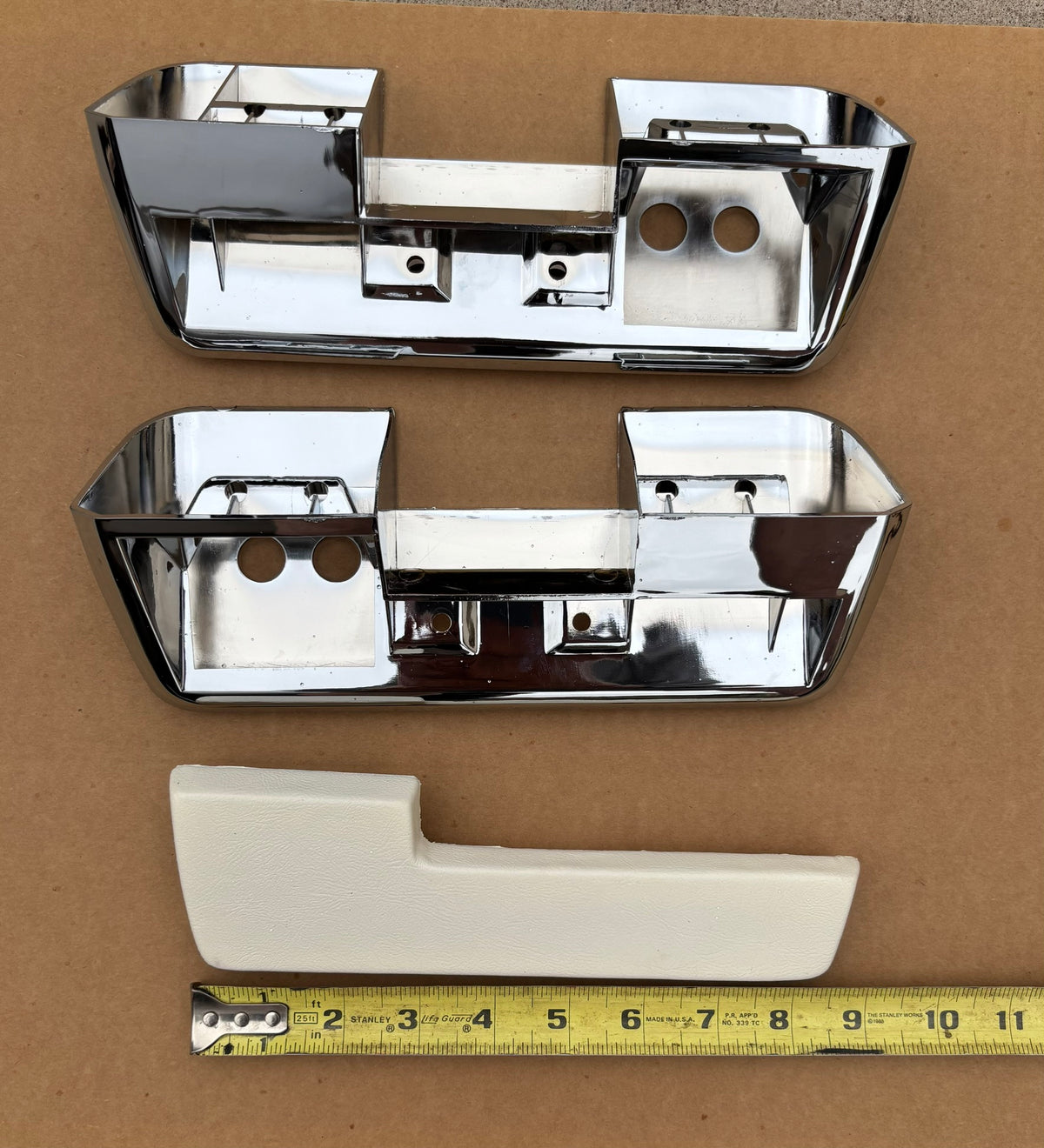 1964-66 A/B/C Body 9" Front or Rear Armrest Pad Chromed Bases in pair