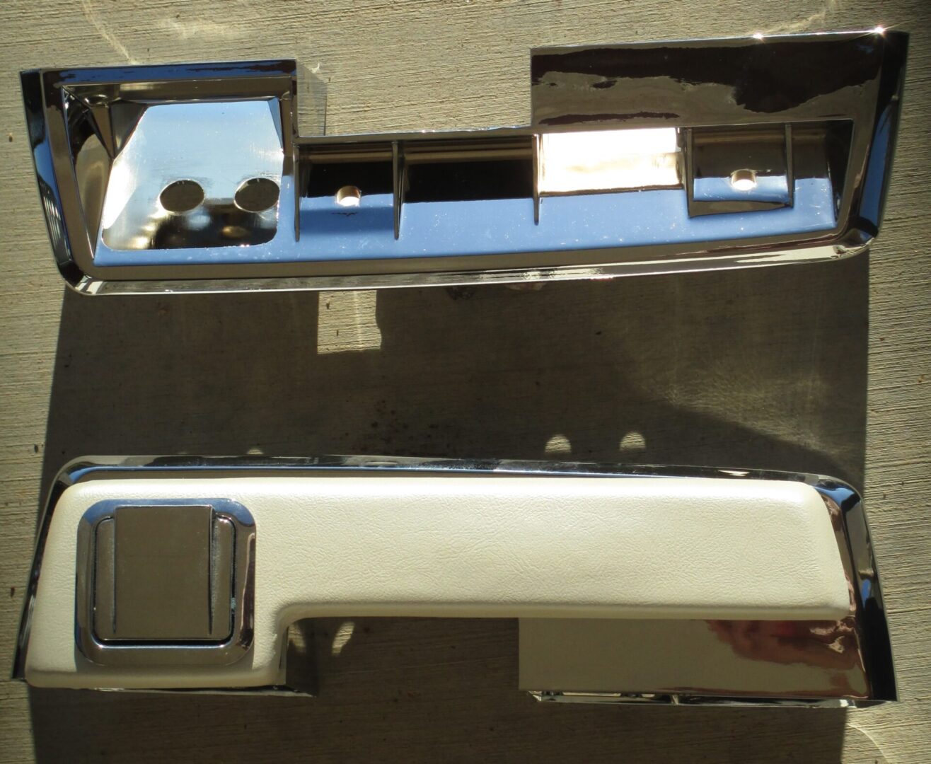 1964-65 A/B/C Body 10.5" Rear Armrest Pad Chromed Bases in pair image 0