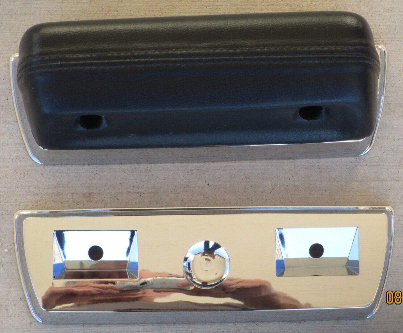 1968-72 A Body Rear Armrest Pad Chromed Bases in pair image 0