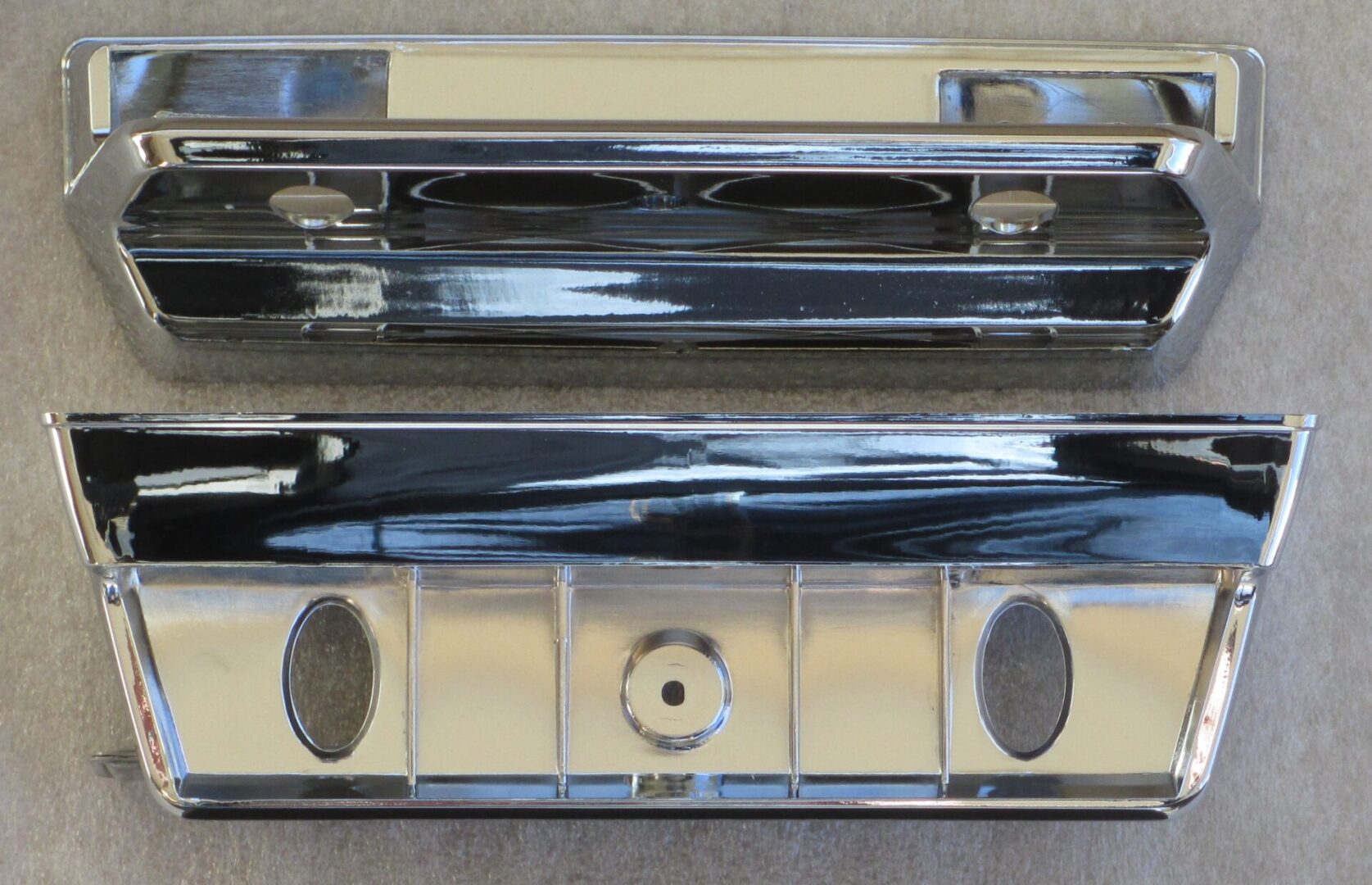 1967 A Body Rear Armrest Pad Chromed Bases in pair image 0